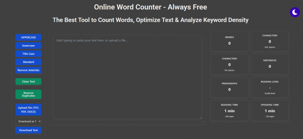 Online word counter